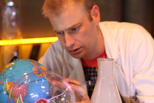Dr Rob contemplates a plasma ball